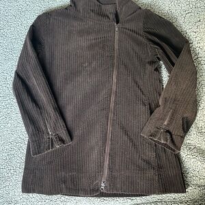 Eileen Fisher Brown Utility Jacket with Stand-Up Collar